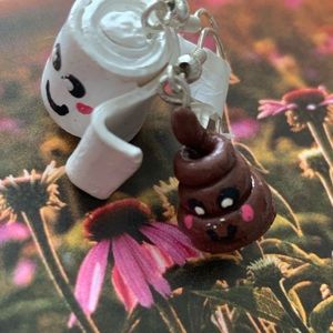 toilet paper poo earrings kawaii